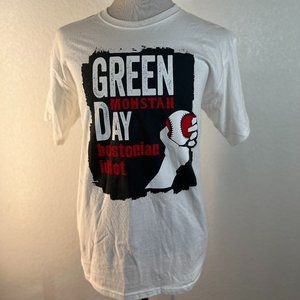 Green Day Bostonian Idiot White Concert Tour T Shirt Men's Size Large "RARE"